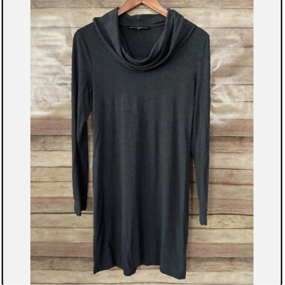 NWT White House Black Market Charcoal Cowl Neck Dress (Size M)